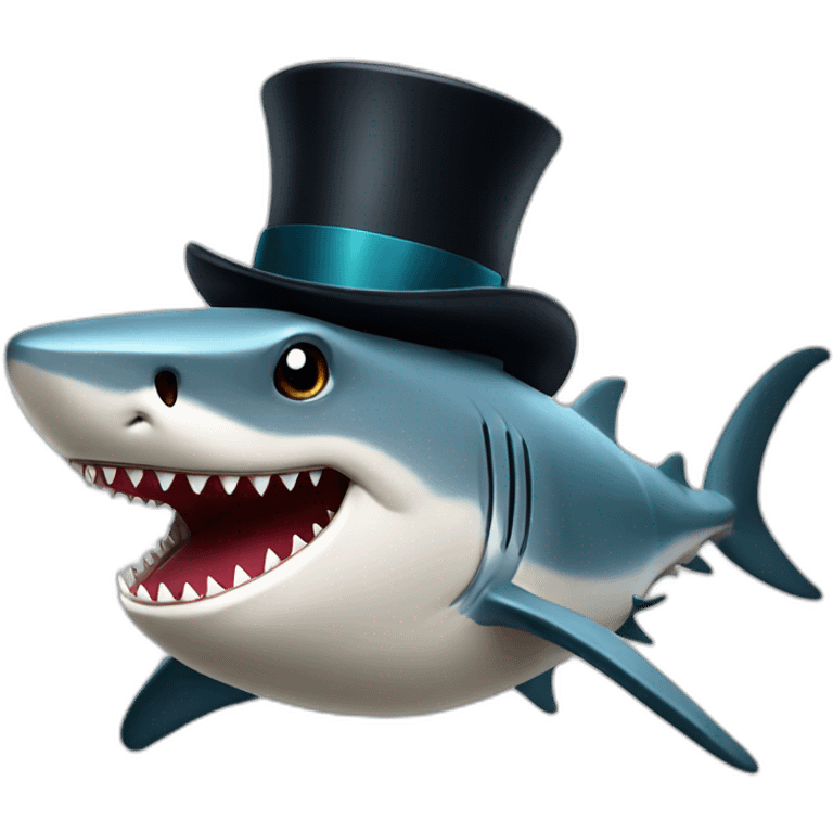 Shark with a top hat emoji