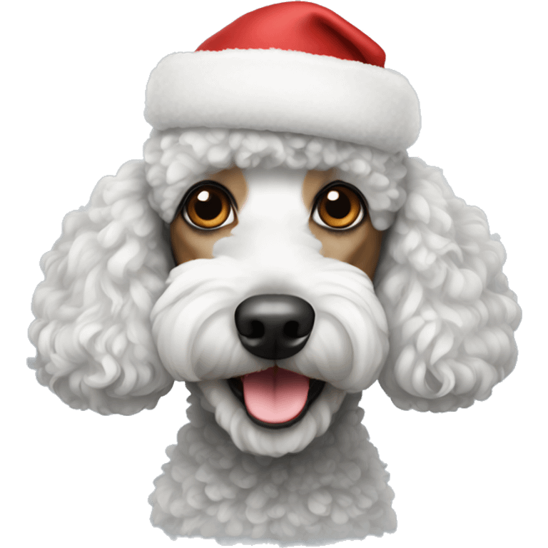 Poodle dog with Christmas hat emoji