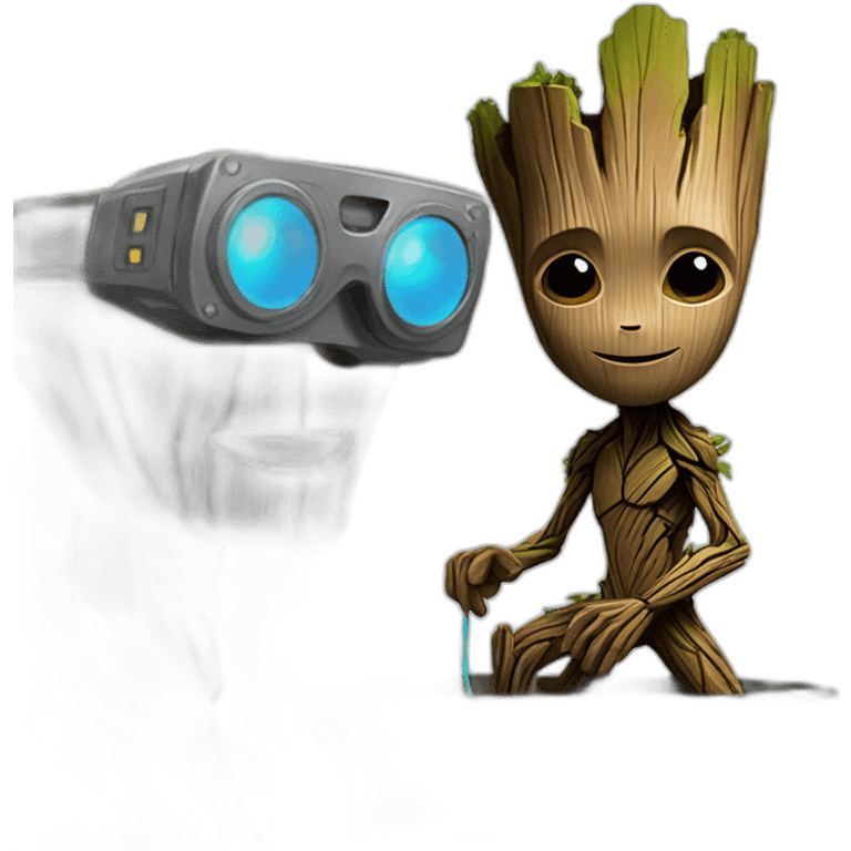 Groot avec jean-Marc la marionnette de Jeff Panacloc emoji