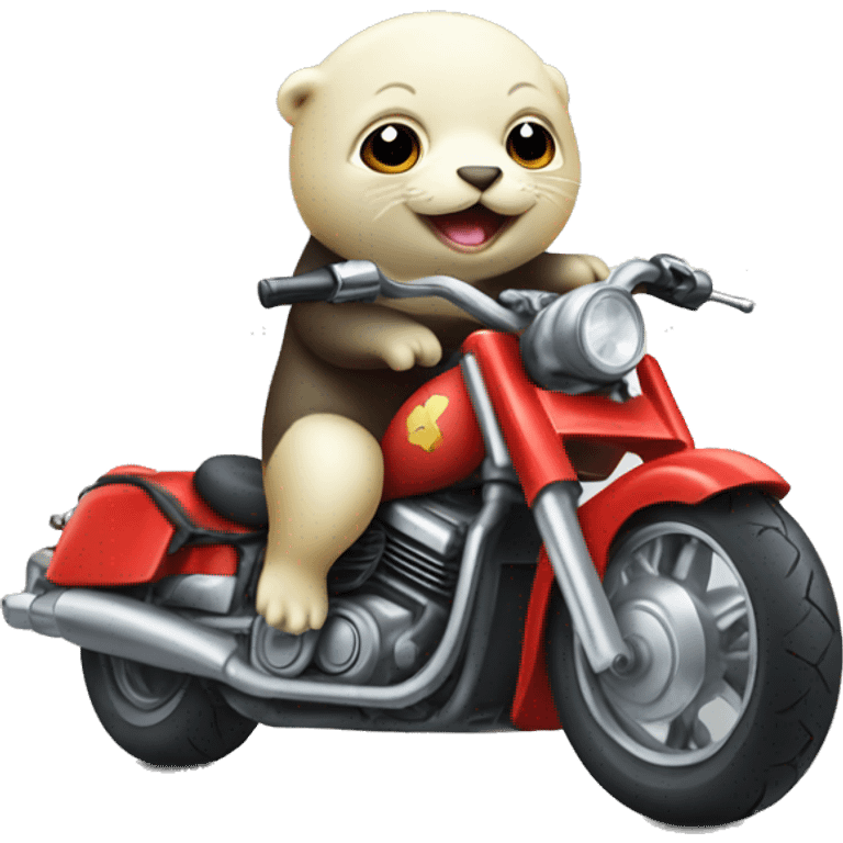 Baby seal riding a motorcycle emoji