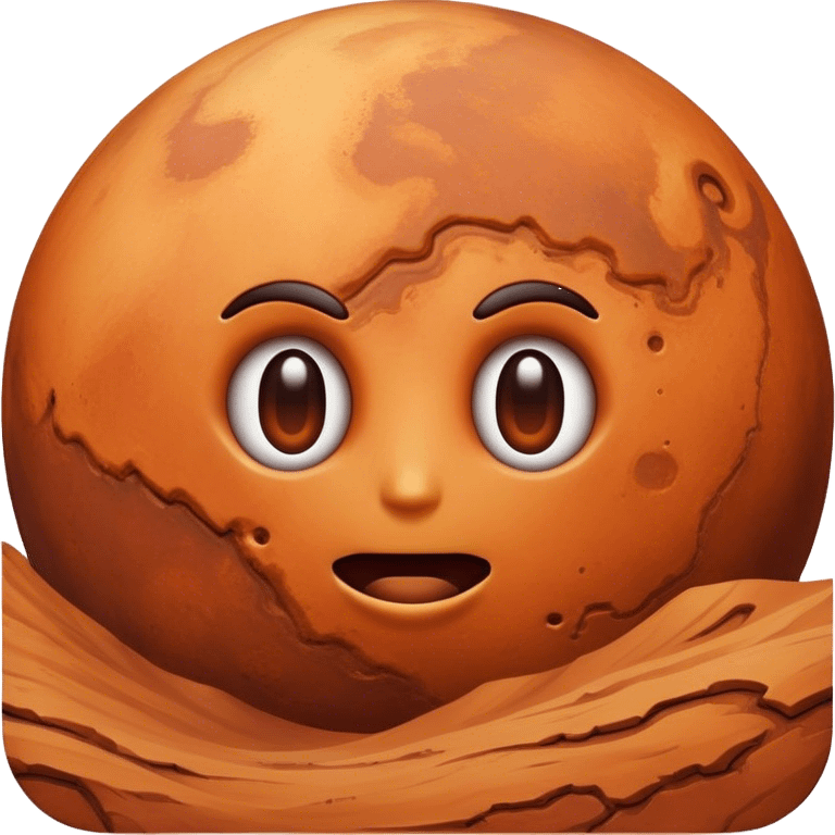 Cinematic Realistic Mars Emoji, portrayed with rugged, rust-colored landscapes, deep canyons, and swirling dust storms rendered with lifelike texture and an orange-hued glow that evokes the enigmatic allure of the Red Planet. emoji