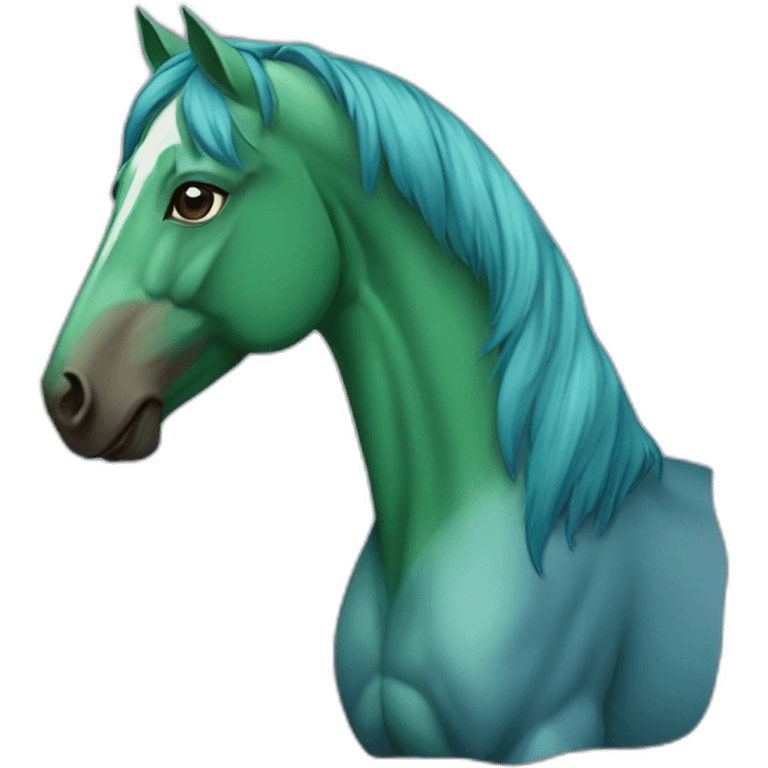 HOrse bleue And green emoji