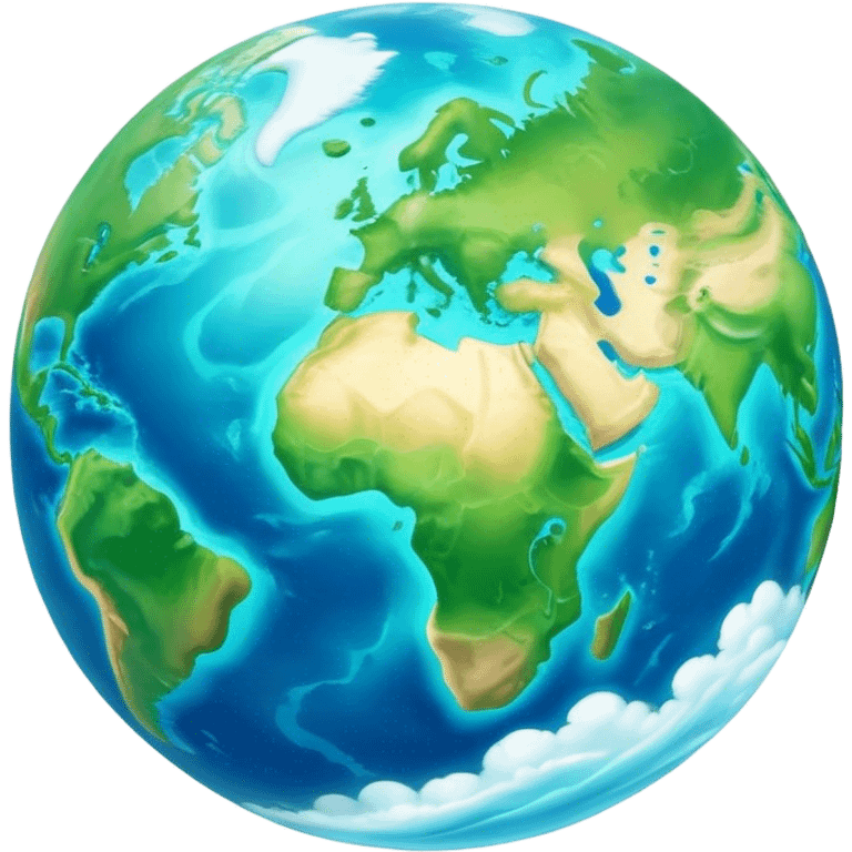 Cinematic Realistic Earth, depicted with vibrant blue oceans, clouds, and lush green continents rendered in exquisite detail, high shine, and a soft radiant glow that captures the dynamic, life-sustaining beauty of our home planet. emoji