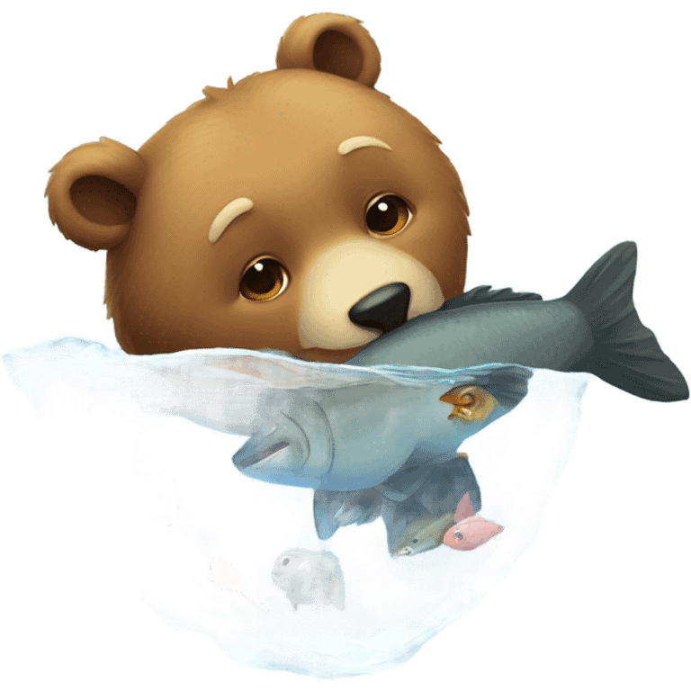 bear kissing a fish emoji