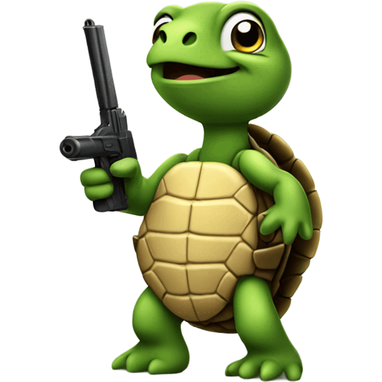 Turtle holding a gun emoji