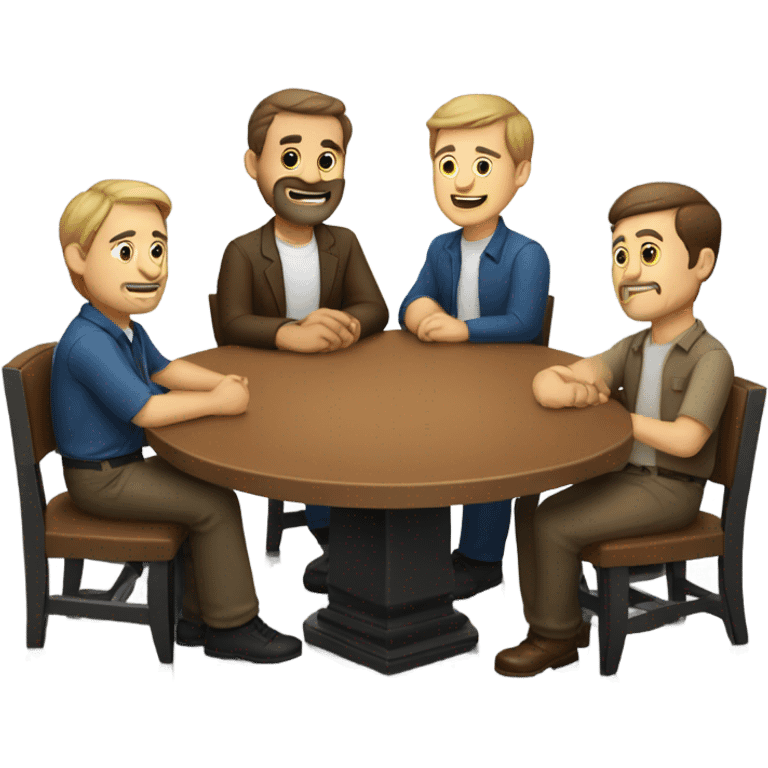 6 Caucasian men sitting at a round table emoji