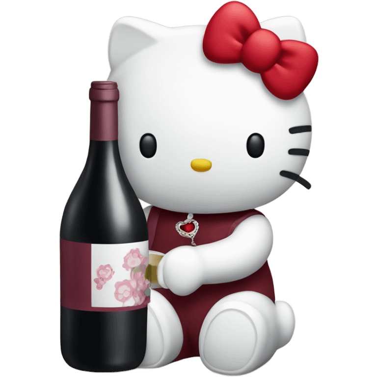 Hello Kitty drinking red wine emoji