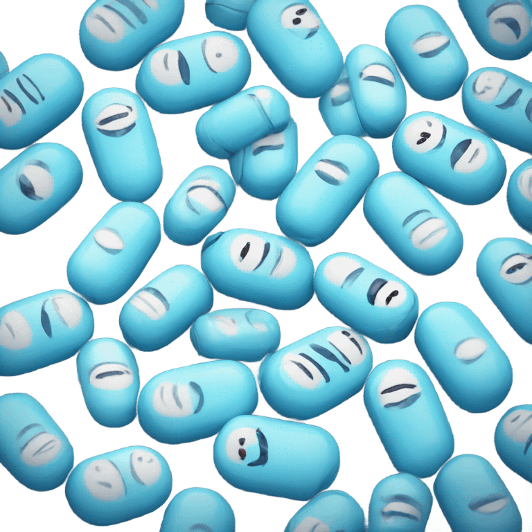 Cute blue pills with smile  emoji