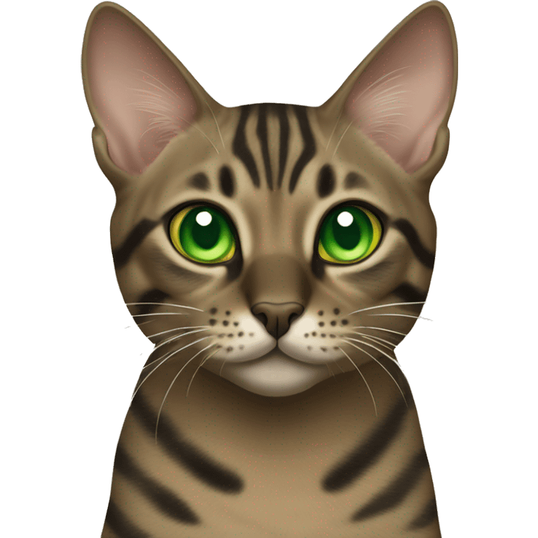 Sepia charcoal Bengal cat with Green eyes standing emoji