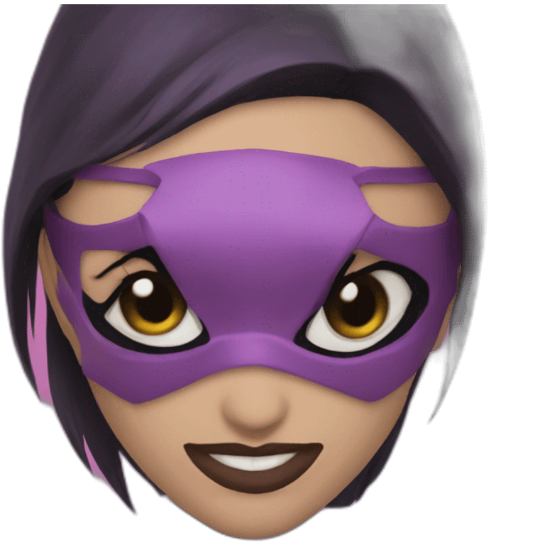 mileena from mortal kombat, purple ninja facemask, black short hair emoji