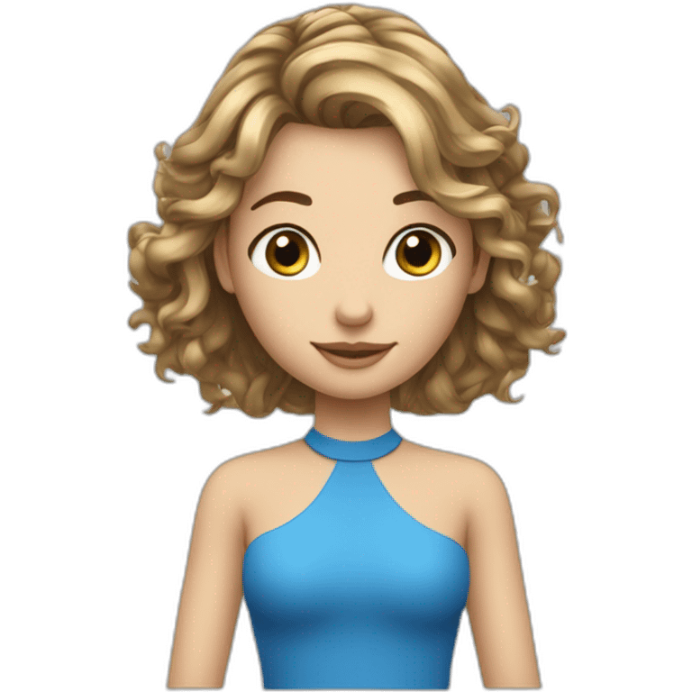 Fille ado cheveux châtain claire yeux bleu emoji