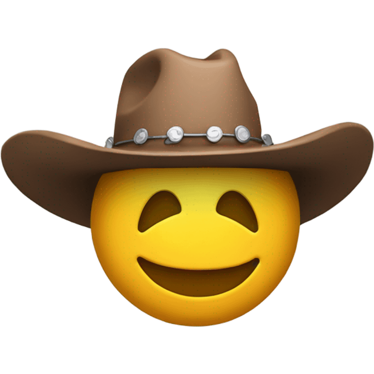 A 3D smiley face with a 3D cowboy hat on top of its head  emoji