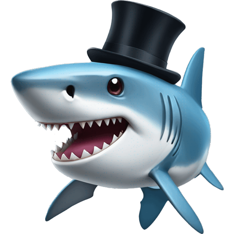 Shark with a top hat emoji