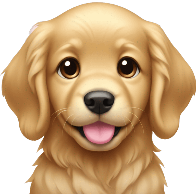 Golden retriever puppy with pink bow emoji