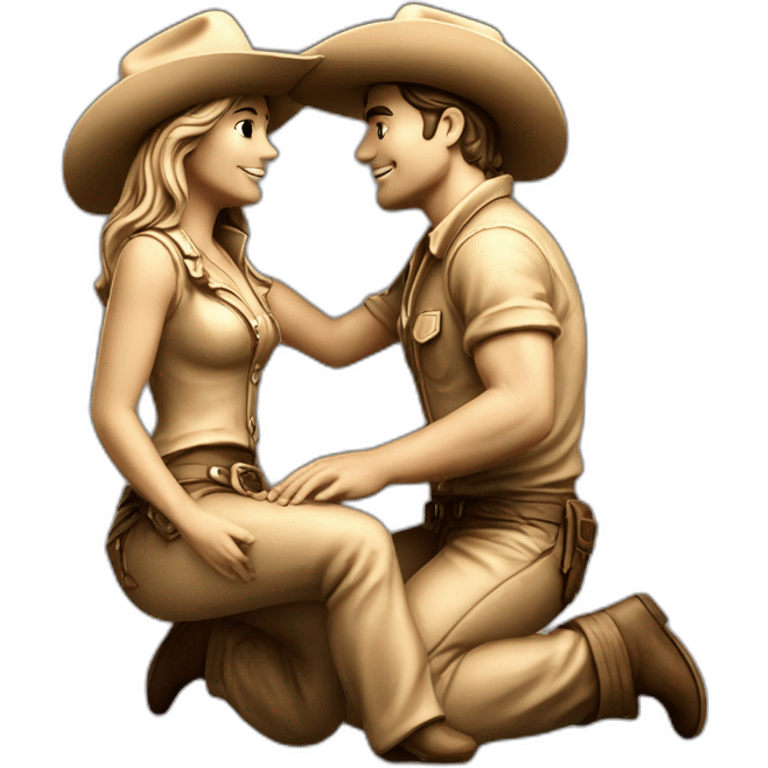 cowgirl position statue with two persons in love emoji