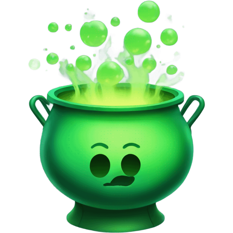 green magic cauldron with potion emoji