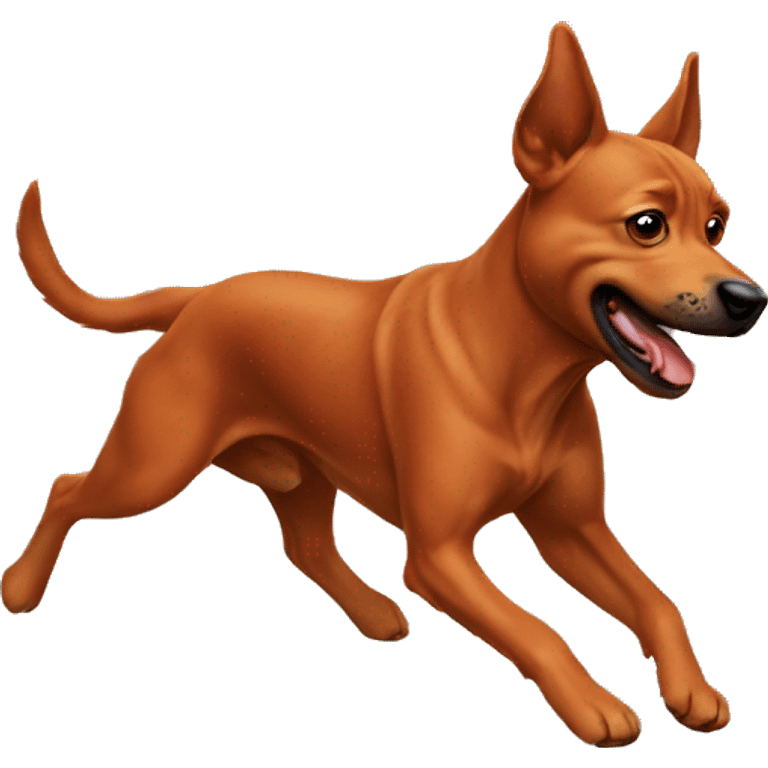 realistic solid red dog with pointed ears running emoji