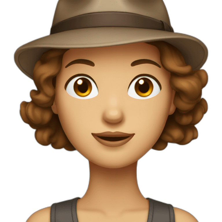 woman with brown hair in fedora emoji