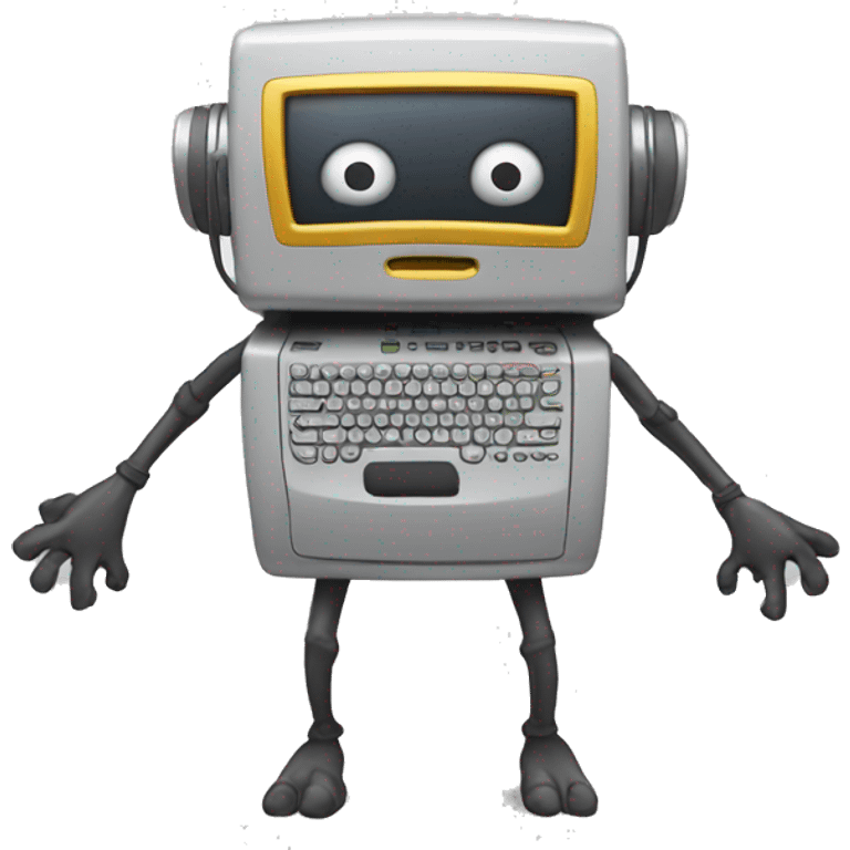 Anthropomorphic computer with arms and legs standing emoji