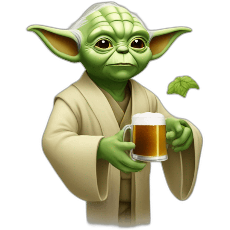 Maitre yoda qui bois une bierre emoji