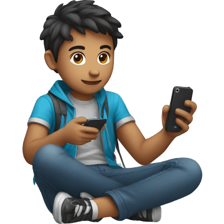 boy with mobile playing gamer  emoji