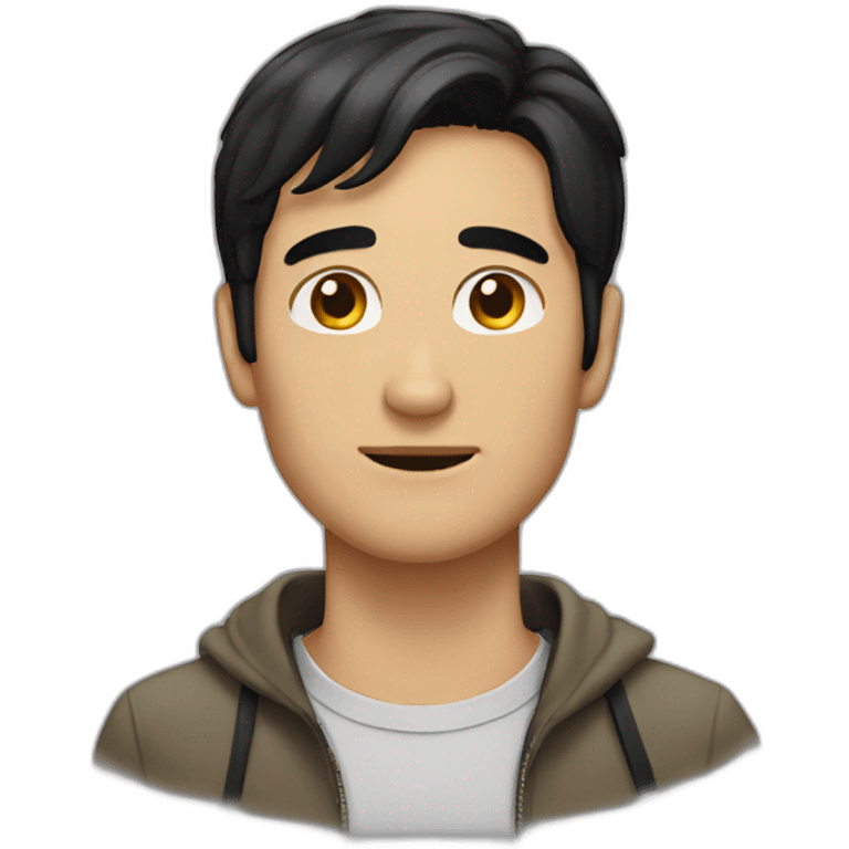 A man with black-hair and a black-cat emoji