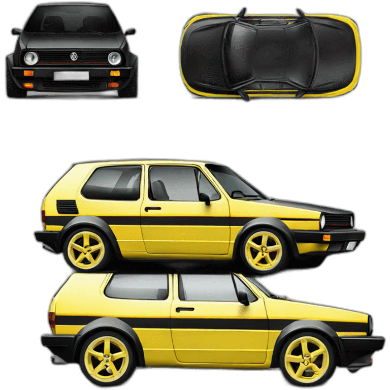 volkwagen golf 2 noir avec les feu jaune emoji