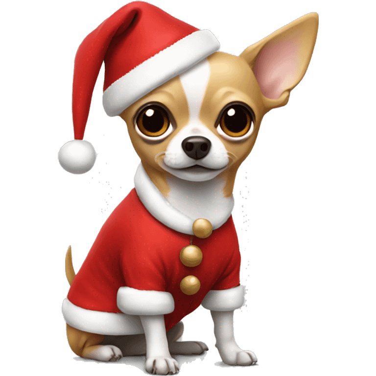 Chihuahua wearing Santa Claus costume emoji