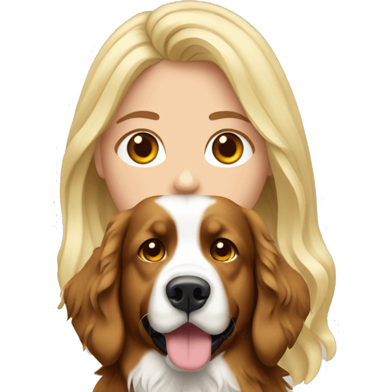 Blonde long haired White girl with Bernese mountain dog emoji