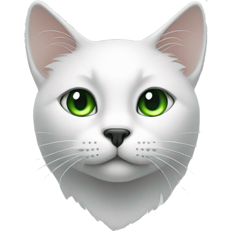 white cat head with black spot on top of head and green eyes  emoji