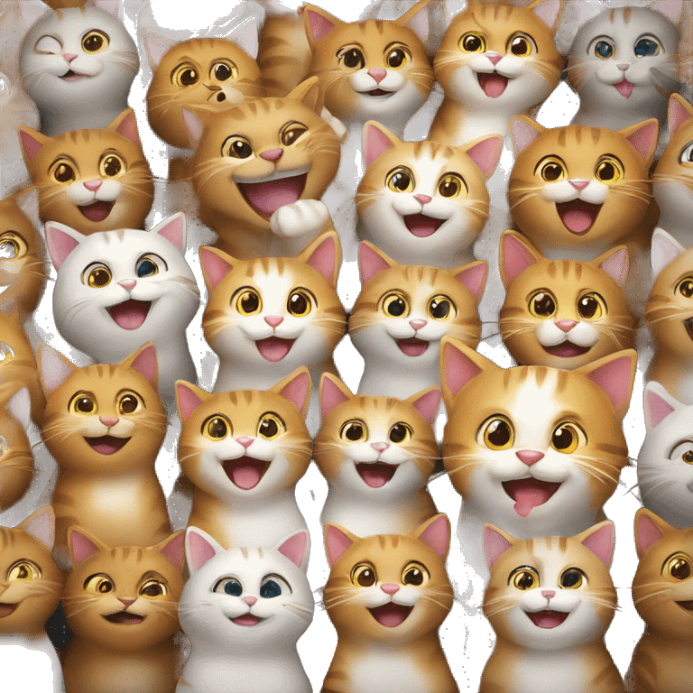 12 happy cats cheering emoji