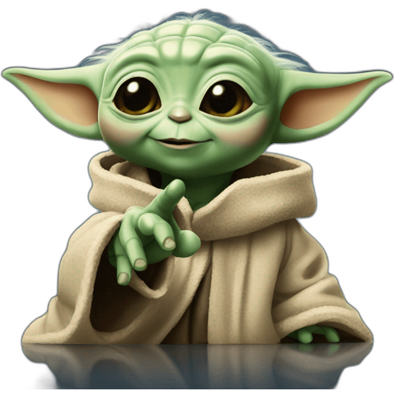 baby yoda making victory sign emoji