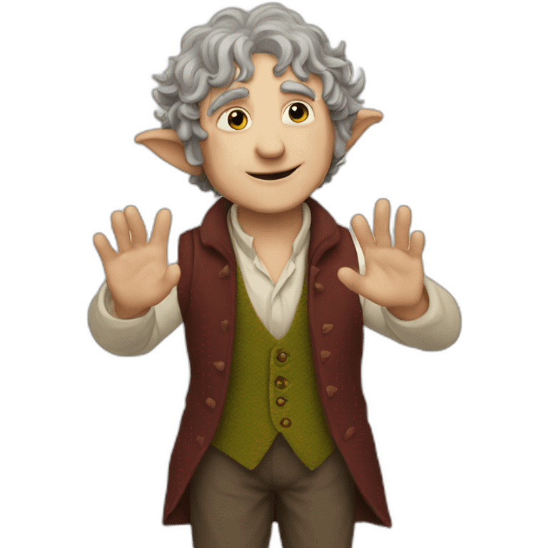 bilbo baggins with hands forming heart emoji