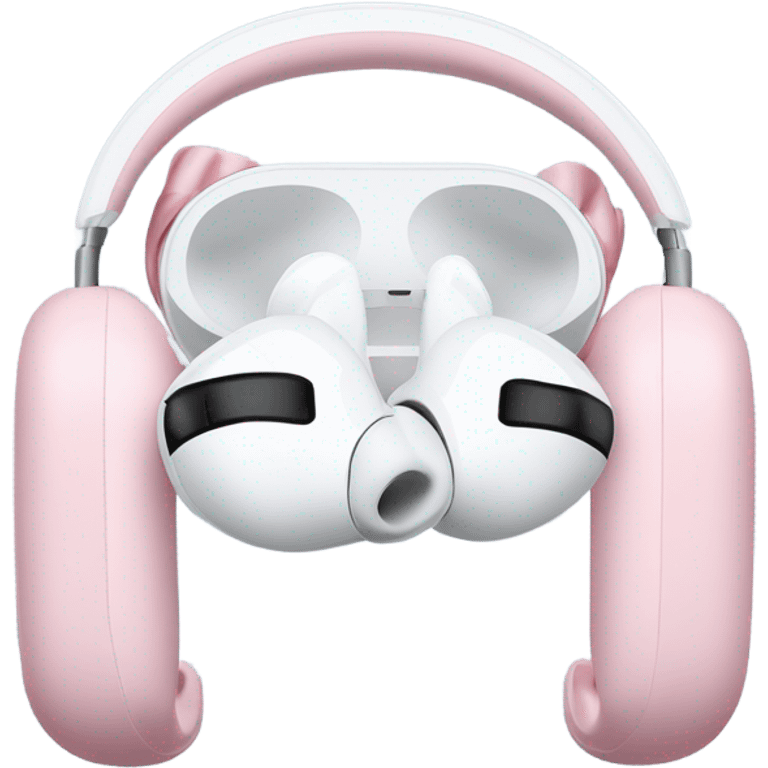 AirPods Pro, Two light pink bows were tied on either side of the headset emoji