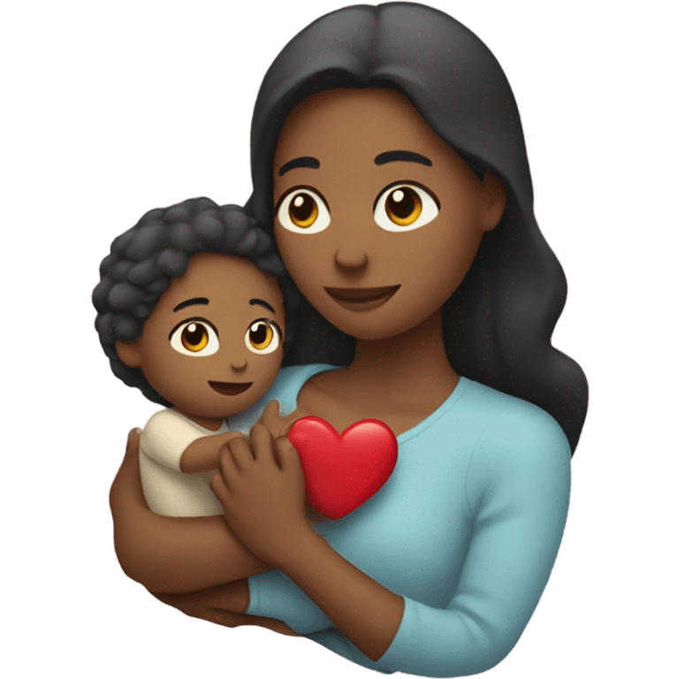 Mother holds her heart in her arm emoji