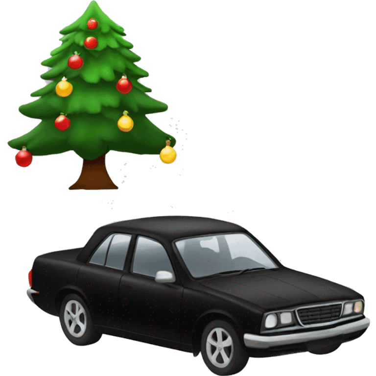 Christmas black car with Christmas tree emoji