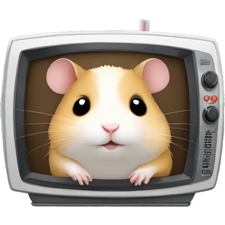 a cute hamster sleeping in a TV set with antennae. emoji