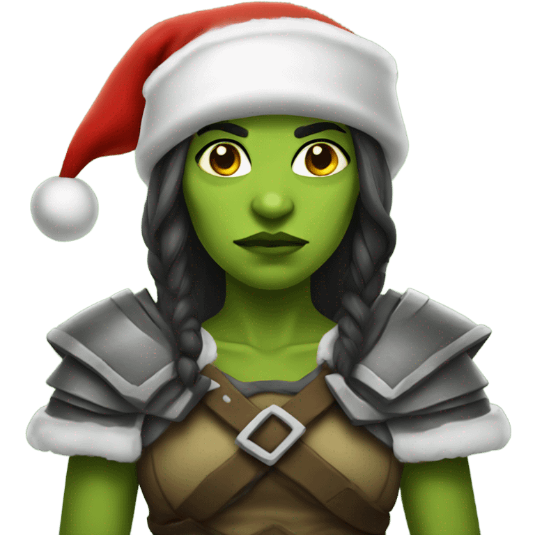 orc female warrior with santa hat emoji