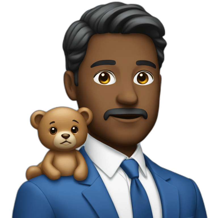 posh man with bear and blue suit emoji