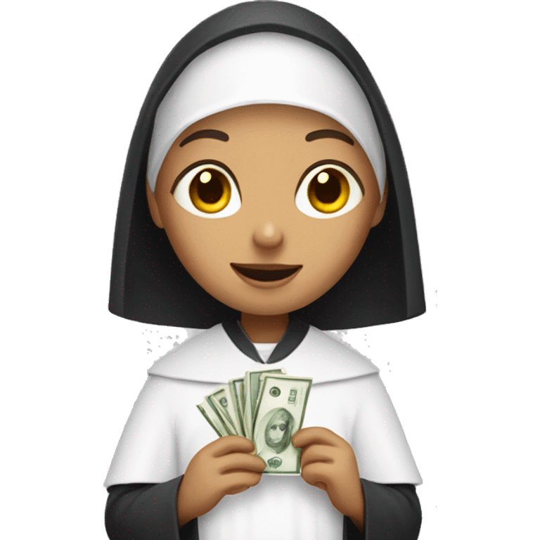 Nun with a cash emoji