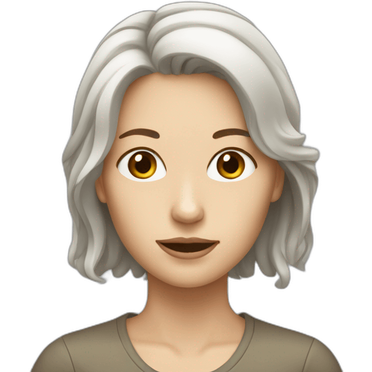 White woman brown hair computer emoji