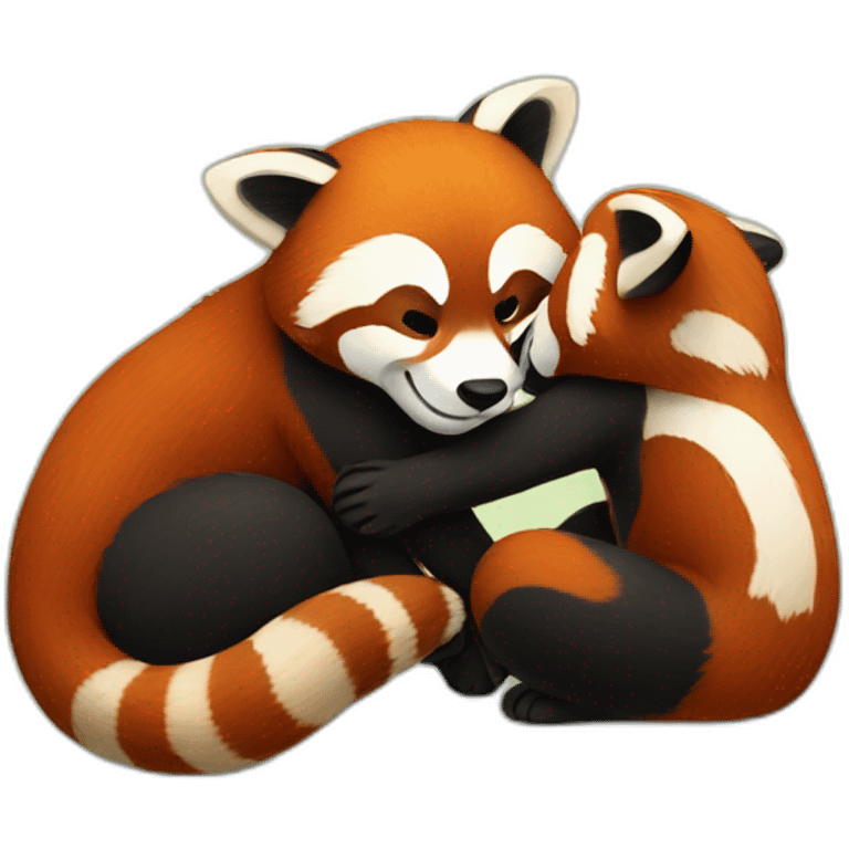 Two hugging red pandas emoji