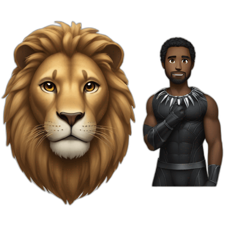 Lion with beautiful black panther emoji