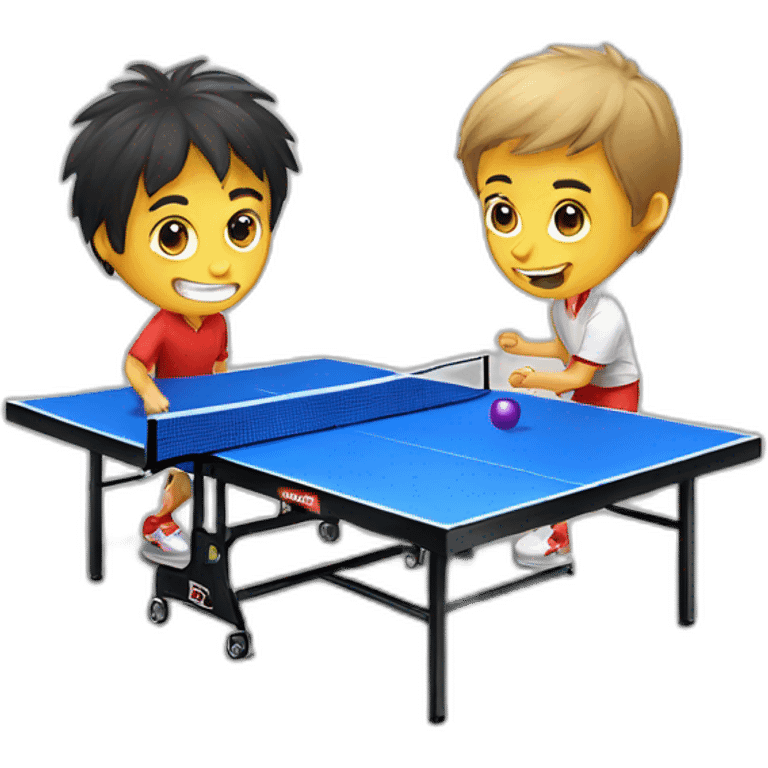 Table tennis with boy emoji