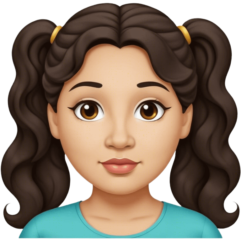  plus size light skin latino women with wavy dark hair in pony tail flat wide nose  emoji