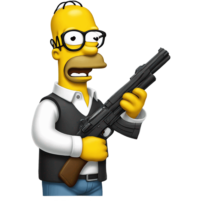 Homer Simpson with a gun wearing glasses emoji