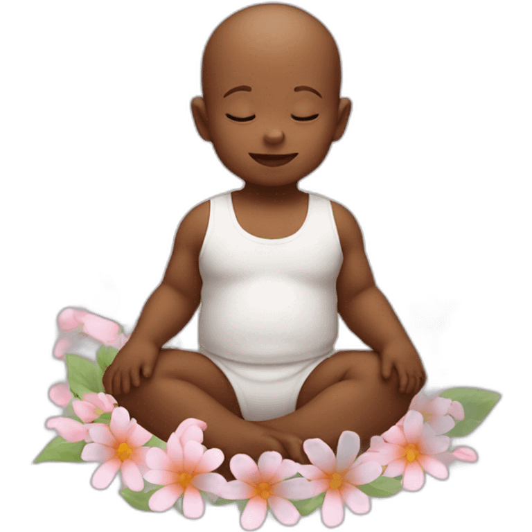 Baby yoga with flowers on his neck emoji