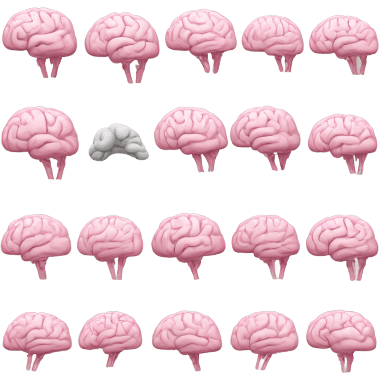 Create a simple, realistic brain emoji with soft colors like pink or light gray. It should have a clean and detailed look, representing basic knowledge. emoji