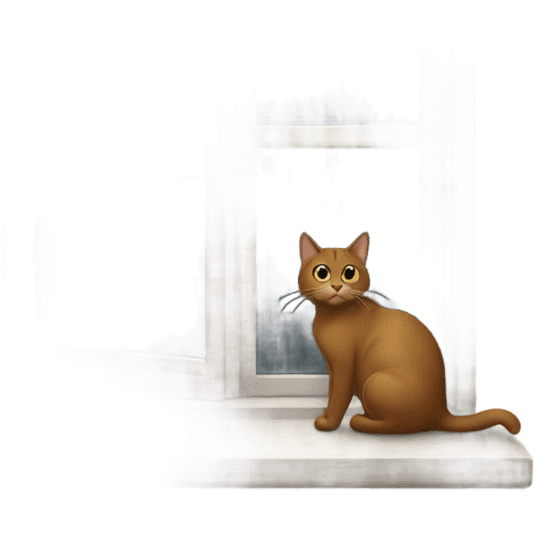 A brown cat looking to window  emoji