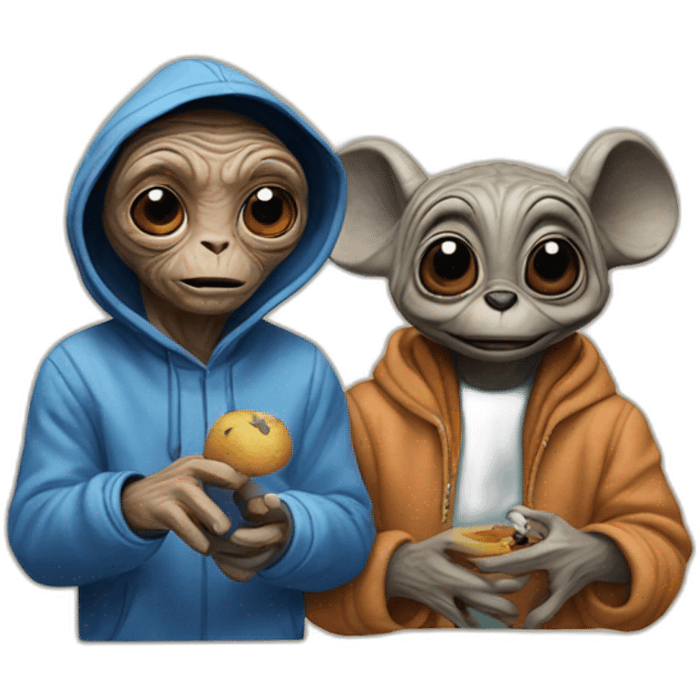 E. T and mickey  emoji